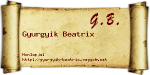 Gyurgyik Beatrix névjegykártya